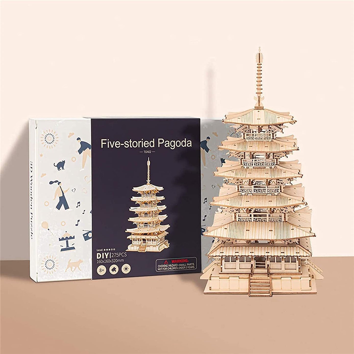 Five-storied Pagoda 3D Wooden Puzzle Toys For Kids