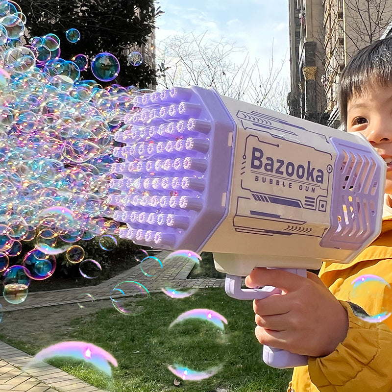 Bubble Gun Rocket, with 69 Holes, Soap Bubbles Machine Gun, Automatic Blower With Light Toys For Kids