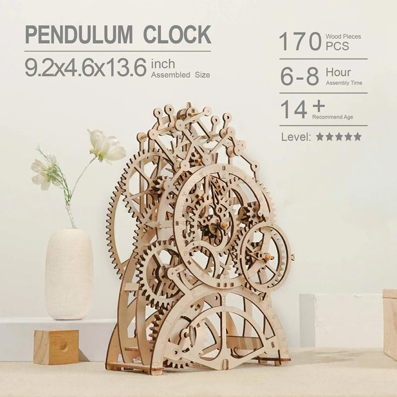 Pendule horloge 170 pièces 3D jouets de puzzle en bois pour les enfants