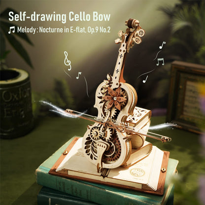 Magic Cello Music Box 3D Wooden Puzzle for Kids