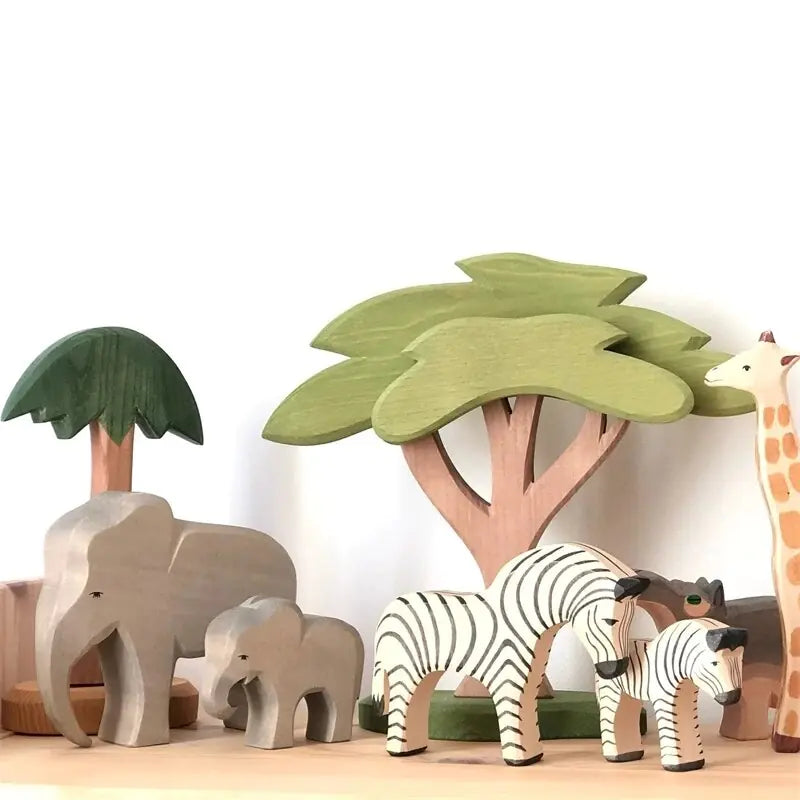 Holztierfiguren handgefertigt Elefant Löwe Giraffe Spielzeug