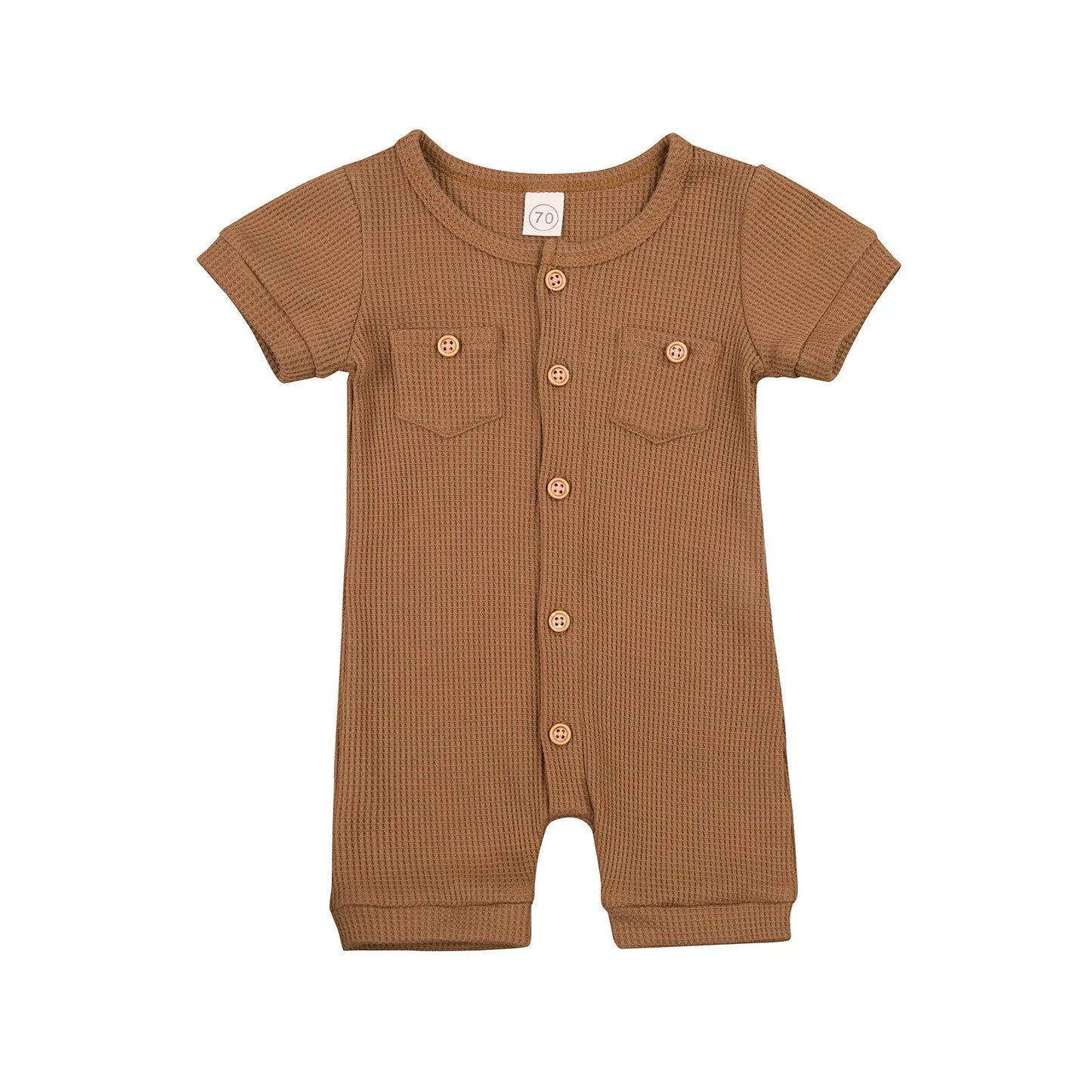 Short Sleeve Round Neck Baby Playsuit.