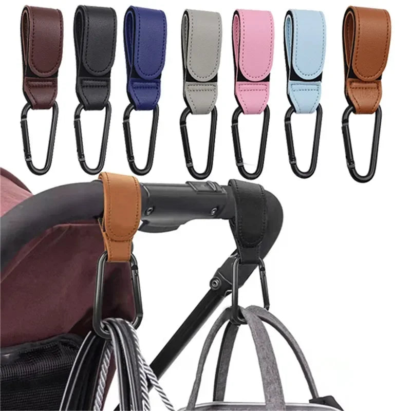 Leather Baby Stroller Hooks.