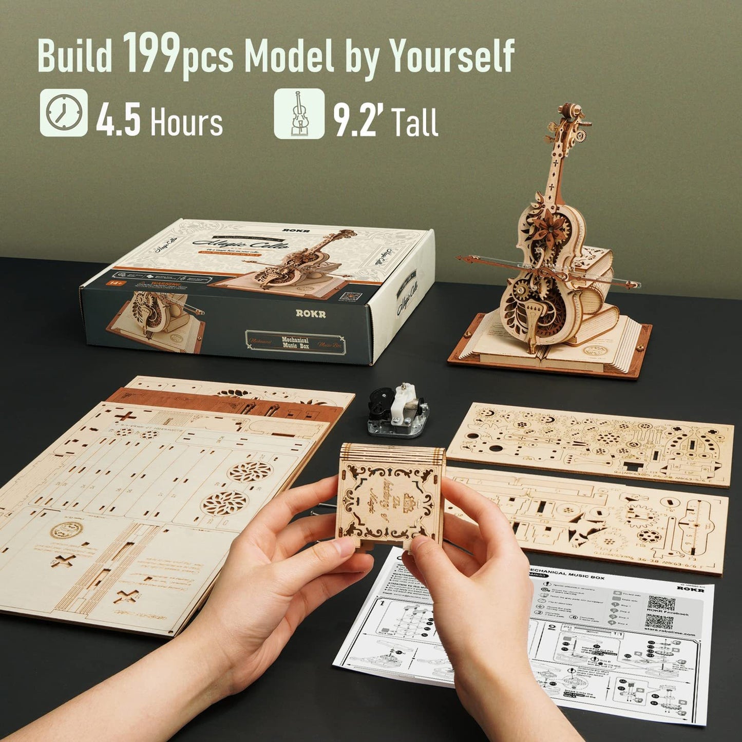 Magic Cello Music Box 3D Wooden Puzzle for Kids