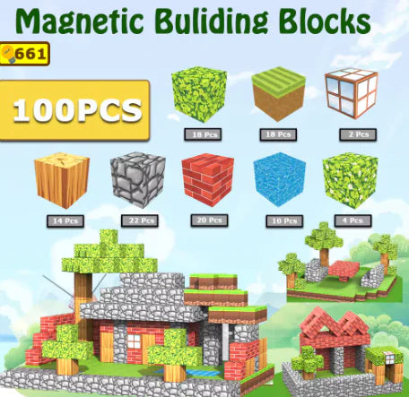 DIY Magnetic Building Blocks Set for Kids, Ages 3+