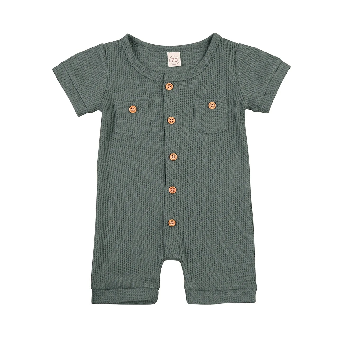 Short Sleeve Round Neck Baby Playsuit.