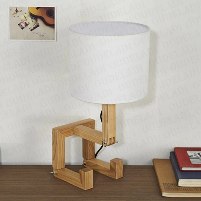 Wooden Robot Table Lamp