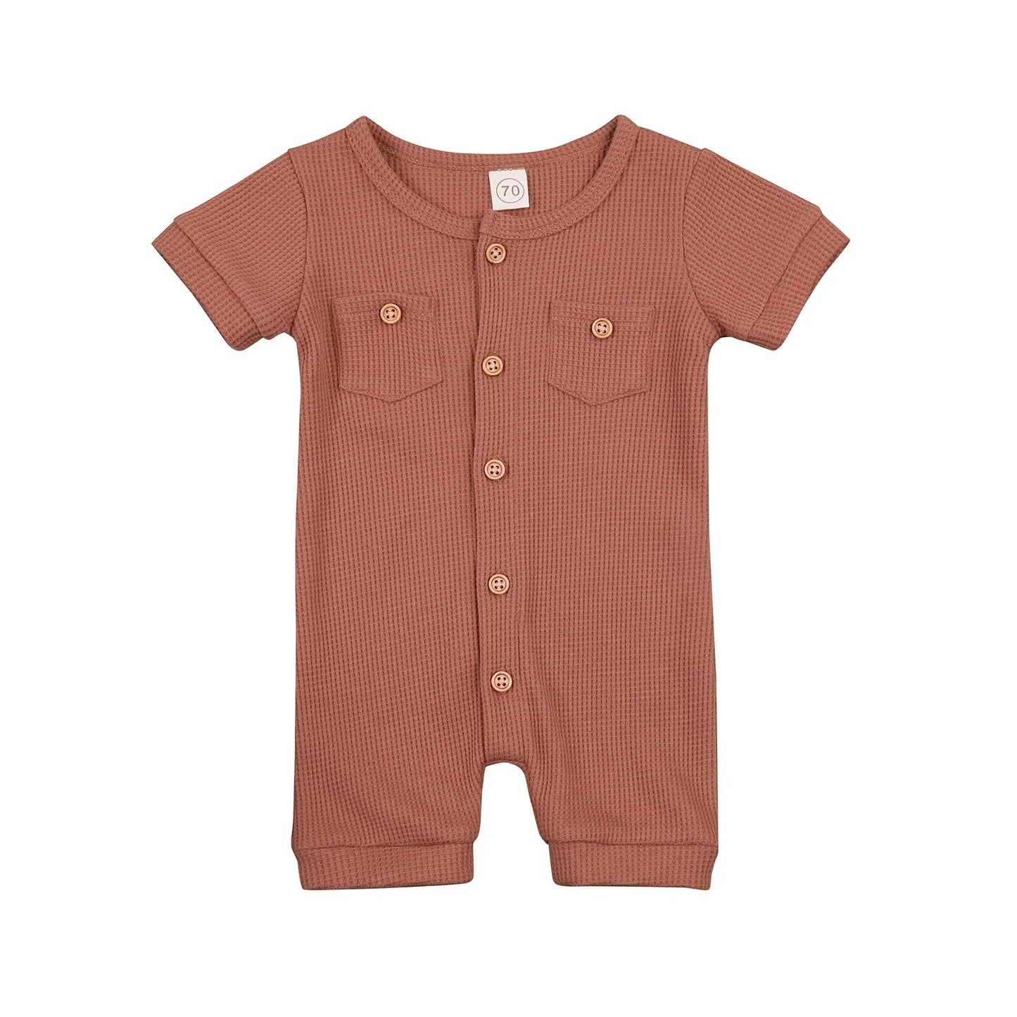 Short Sleeve Round Neck Baby Playsuit.