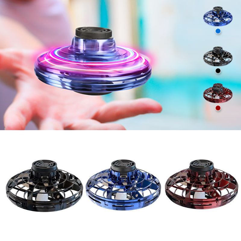 Mini jouet de décompression interactif gyroscopique du bout des doigts, LED, hélicoptère volant de Type ovni, jouet Spinner pour enfants