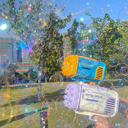 Bubble Gun Rocket, with 69 Holes, Soap Bubbles Machine Gun, Automatic Blower With Light Toys For Kids