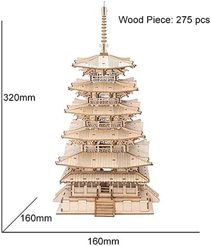 Five-storied Pagoda 3D Wooden Puzzle Toys For Kids