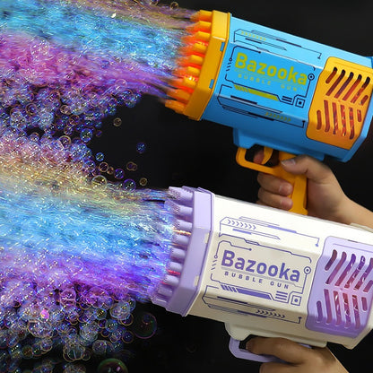 Bubble Gun Rocket, with 69 Holes, Soap Bubbles Machine Gun, Automatic Blower With Light Toys For Kids