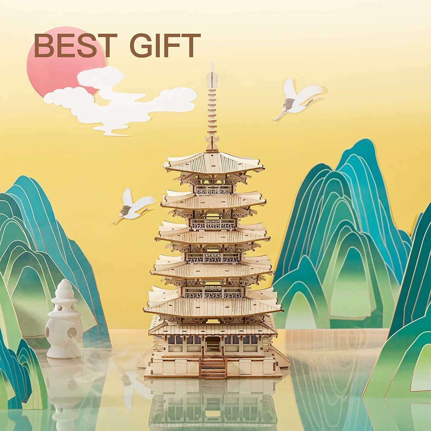 Five-storied Pagoda 3D Wooden Puzzle Toys For Kids