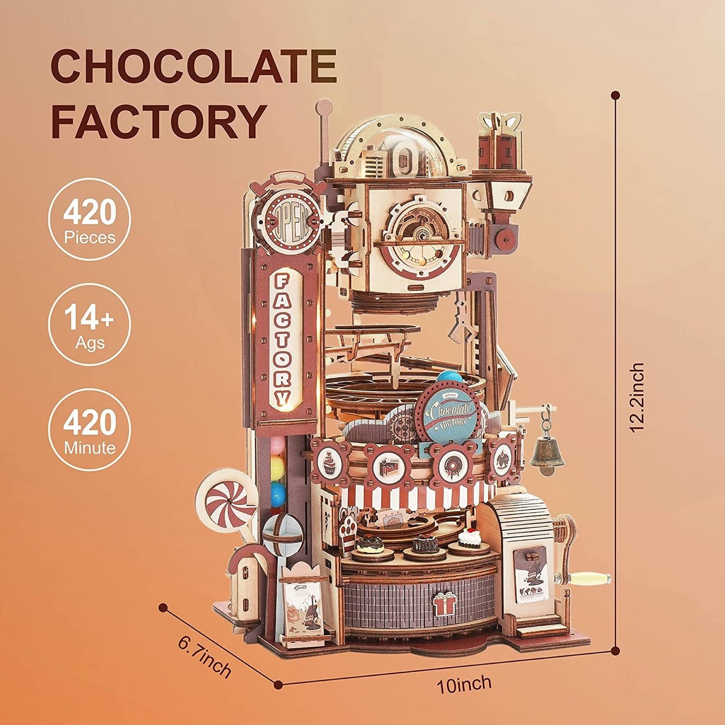 Chocolate Factory 3D Wooden Puzzle Games Assembly Model Building Toys For Kids