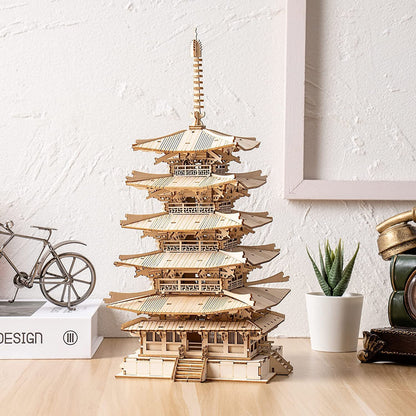 Five-storied Pagoda 3D Wooden Puzzle Toys For Kids