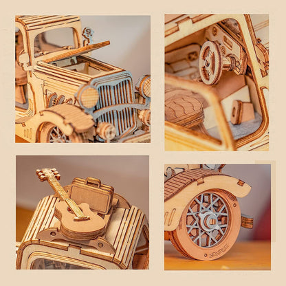 Jouets de puzzle en bois modèle de voiture vintage 3D pour les enfants