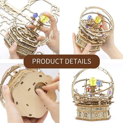 Rotating Starry Night Music Box 3D Wooden Puzzle Assembly Model For Kids -