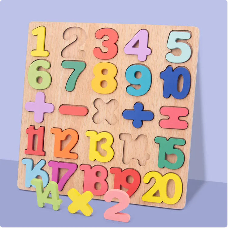 Wooden Number & Letter Match-Up Puzzle Board