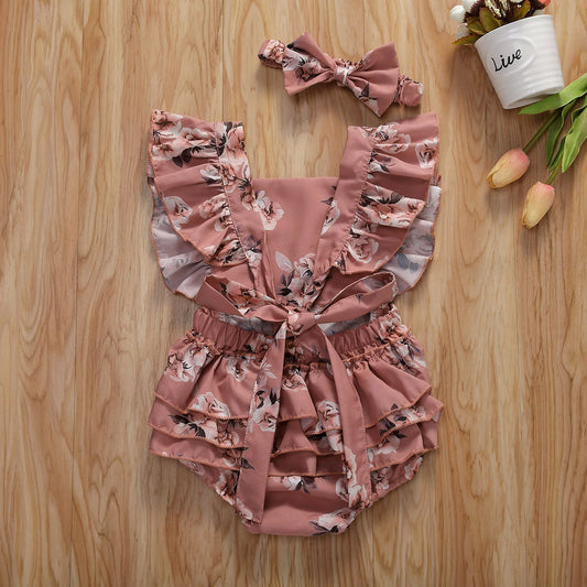 Baby Sleeveless Rompers With Headband.